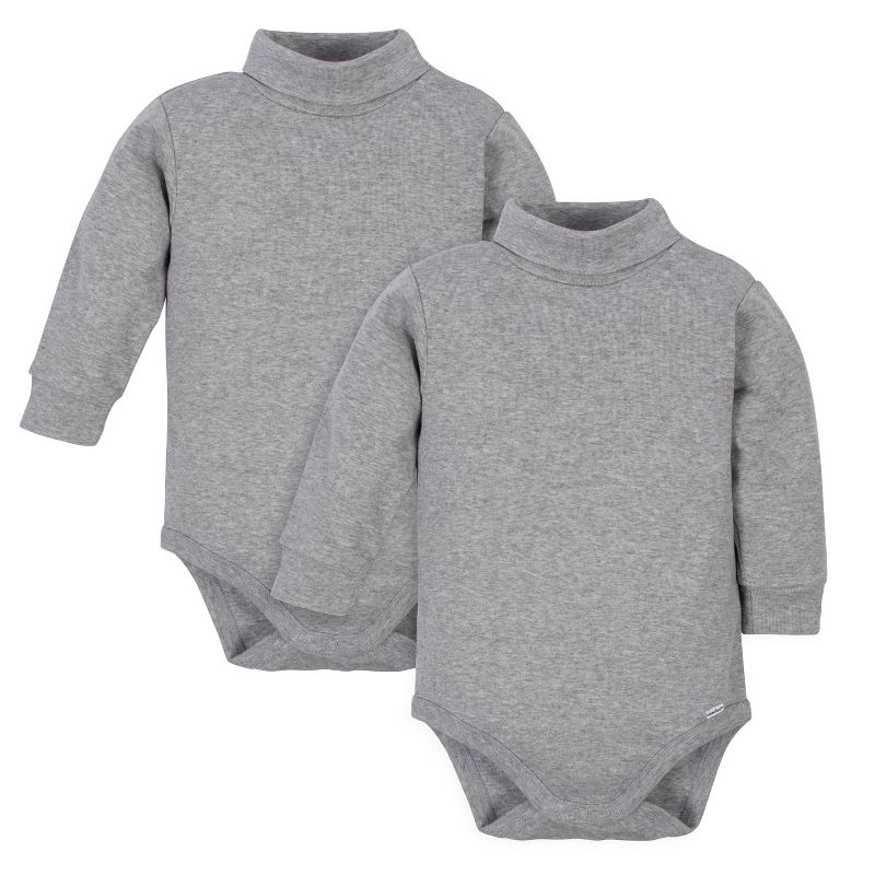 Gerber Baby Neutral Long Sleeve Turtleneck Onesies® Long Sleeve Bodysuits, 2-Pack, 1 of 10