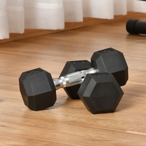 VisioGear Dumbbells 15lbs Hex Dumbbell Set of 2, Rubber Weights Exercise Fitness Dumbbell with Non Slip Handles, Anti roll, Black, 11.30"*4.50"*4.00" - 1 of 4