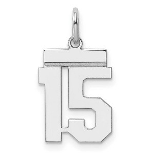 Black Bow Jewelry Sterling Silver, Athletic Collection, Small Polished Number 15 Pendant - 1 of 4