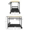Outsunny Outdoor Bar Cart, Patio Rolling Serving Cart with Wheels, Side Handle, 2 Baskets, 4 Wine Holders for Garden, Dining Room, Natural - 2 of 4