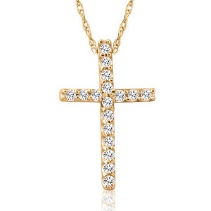 Pompeii3 1/10ct Diamond Cross Pendant 10K Yellow Gold - 1 of 4