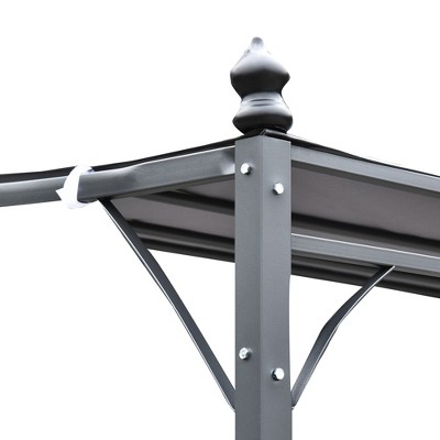 Gray 13' x 10' Steel Outdoor Pergola with Weather-Resistant Canopy