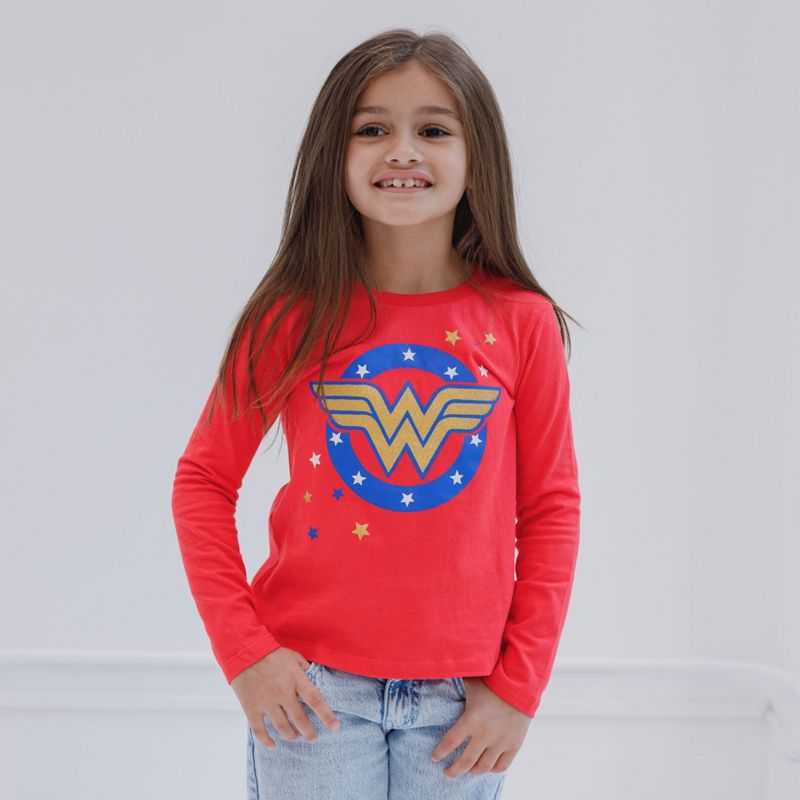 DC Comics Justice League Batman Superman Wonder Woman Girls 3 Pack Long Sleeve T-Shirts Little Kid to Big, 2 of 7