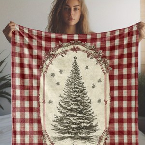 Lomsoe Warm Cozy Flannel Christmas Blanket,Plaid Tree & Snowflake Design,Versatile All-Season,Christmas Gift. - 1 of 4