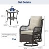 GustoWave 3-Piece Outdoor Wicker Rocking Chair Bistro Set With 2 Swivel Chairs And Tempered Glass Tabletop For Patio Porch Backyard - 2 of 4