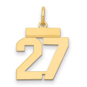 Black Bow Jewelry 14k Yellow Gold, Athletic Collection, Small Polished Number 27 Pendant - 1 of 3