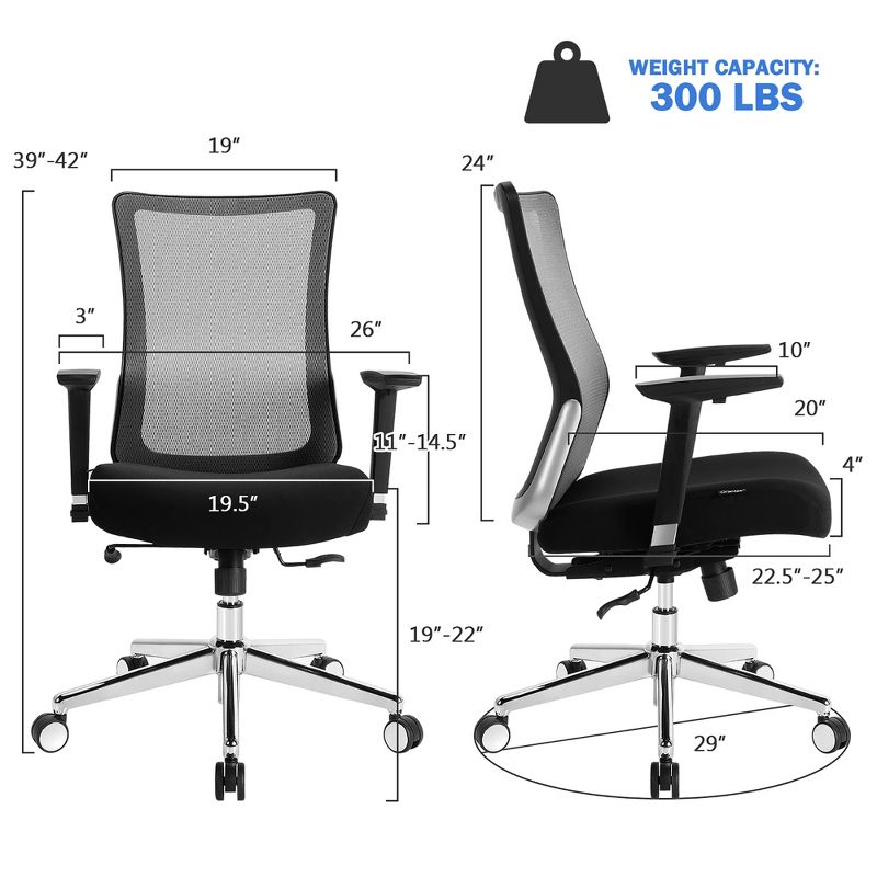 Costway Ergonomic Mesh Office Chair Sliding Seat Height Adjustable w/ Armrest, 3 of 11