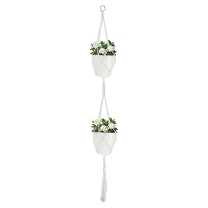 Unique Bargains Macrame Plant Hanger Woven Cotton Indoor Outdoor Decorative - 1 of 4