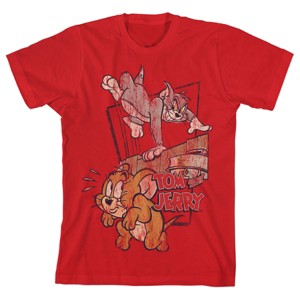 Tom and Jerry Classic Characters Youth Red Graphic Tee - 1 of 2