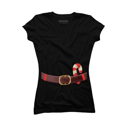 Junior's Design By Humans Christmas Candy Cane Belt By BenX T-Shirt