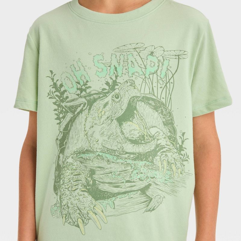 Boys' Short Sleeve Snapping Turtle 'Oh Snap!' Graphic T-Shirt - Cat & Jack™ Green, 3 of 5