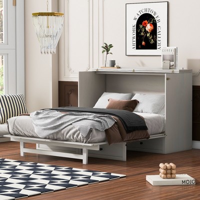 Whisen Modern Design Murphy Bed, Folded into a Cabinet with Large Drawers and USB Ports