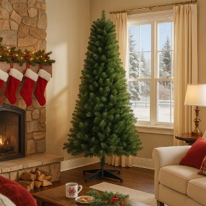 KTMBDW 6FT Unlit Artificial Christmas Tree with 490 Tips, PVC Full Branches, Classic Green Holiday Tree with 4-Leg Stand for Indoor Home Decoration - 1 of 4