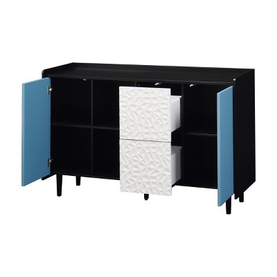 GlasFlength Decorative Storage Cabinets Two Tone Buffet Cabinet with Drawers and Open Shelves for Dining Room, Multicolored, 47.24"*15.74"*31.49"