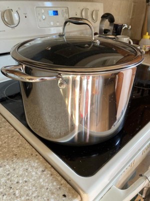 HexClad 10 Quart Hybrid Stainless Steel Stock Pot with Glass Lid, Nonstick  