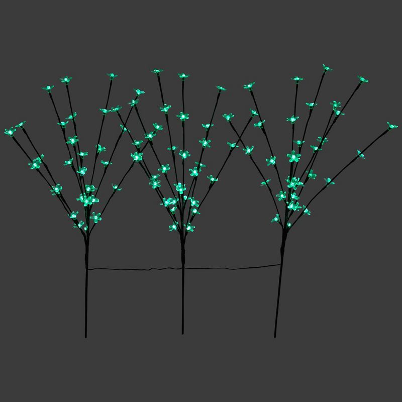 Northlight Set of 3 Pre-Lit Cherry Blossom Artificial Tree Branches, 72 Green LED Lights, 1 of 10