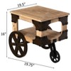 Vintiquewise Farmhouse Wagon-Style End Table with Storage Shelf & Rolling Wheels Vintage Wood Accent Table for Living Room Bedroom or Entryway - 4 of 4