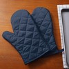 Home Mart Goods Navy Blue Heat Resistant Thick Soft Quilted Lining Kitchen Oven Glove Mitts - 2 of 4