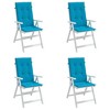 vidaXL Highback Chair Cushion Set of 4 Blue 100% Polyester - 4 of 4