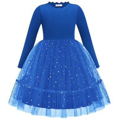 3t winter dresses Arshiner Toddler Dress Fall Long Sleeve Clothes Cute White Wedding Party Tulle 5-6Y-Royal Blue-2-3T : Target White Wedding Dress Black classic wingtip shoes Round Wear Color:Black Berry