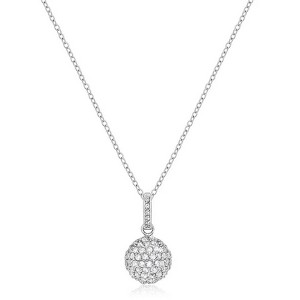 ShineHigh Sparkling Sphere Pendant Necklace – 5.7 Ct Clear CZ Round Pave Ball on 16” Snake Chain with Rhodium-Plated Finish - 1 of 1