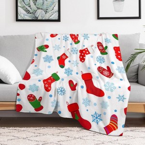 Christmas Socks Pattern Christmas Throw Blanket Soft Fleece Christmas Blanket Cozy Flannel Throw for Couch Bed 40x50 inches - 1 of 1