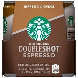 Starbucks Double Shot Espresso And Cream Coffee Drink - 4pk/6.5 fl oz Cans