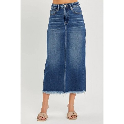 Women's High Rise Frayed Long Pencil Skirt - RISEN