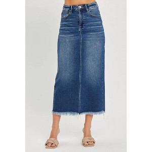 Women's High Rise Frayed Long Pencil Skirt - RISEN - 1 of 4