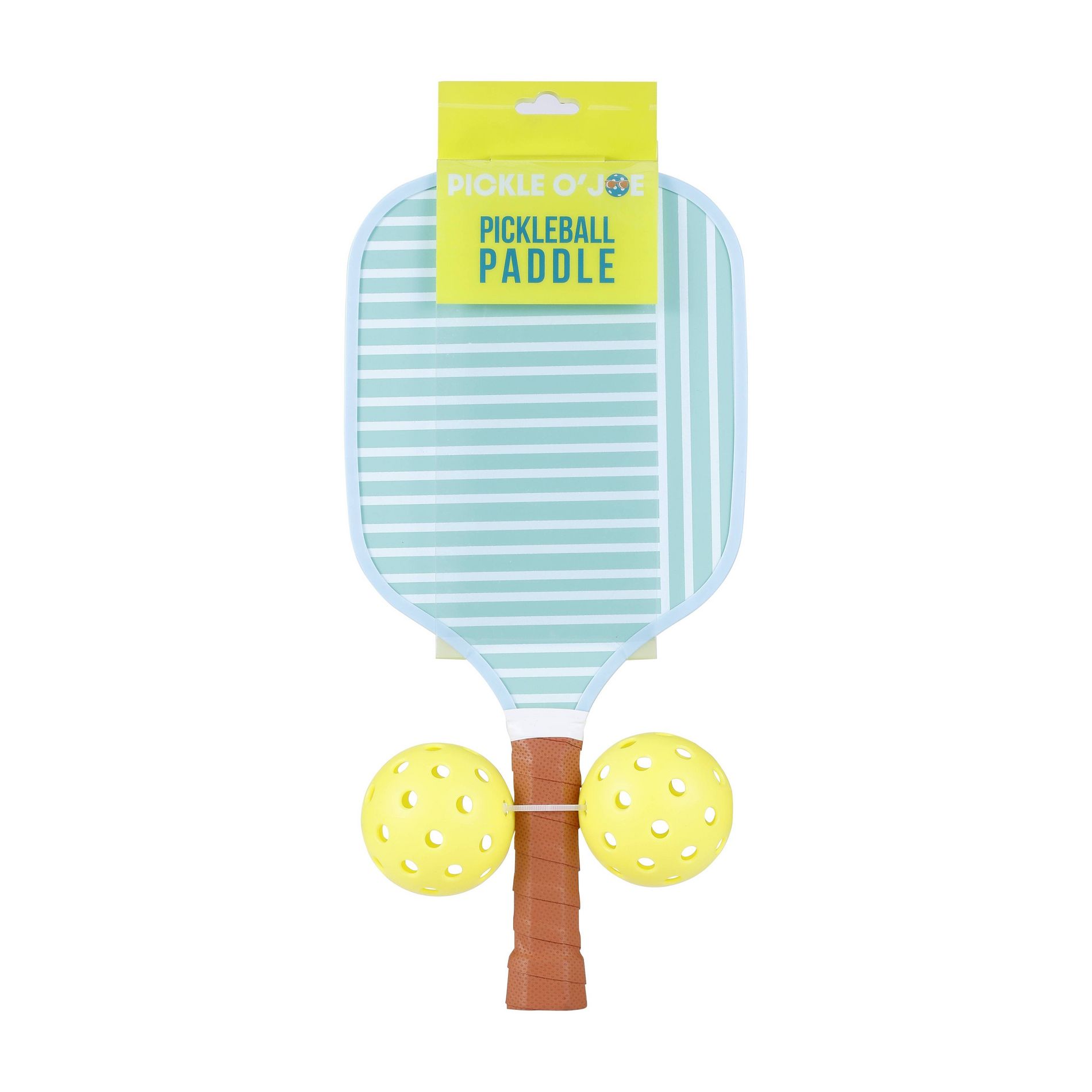 Pickle O'Joe 15.7'' Paddle and Ball Set Traditional Pickleball Paddles - Green Mixed Stripes