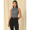 Hobemty Women's Ribbed Blouse Basic Mock Neck Sleeveless Knitted Tops - 3 of 4