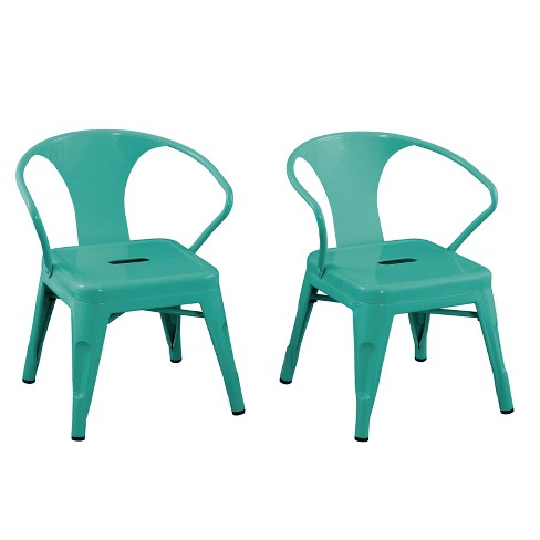 Set Of 2 Kids Metal Activity Chair Teal Acessential