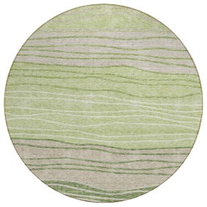 Artichoke Green And Taupe Striped Washable Indoor Outdoor Area Rug - 1 of 4