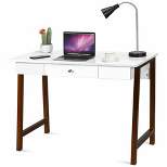 Costway Computer Desk Laptop PC Writing Table Makeup Vanity Table w/Drawer and Wood Legs