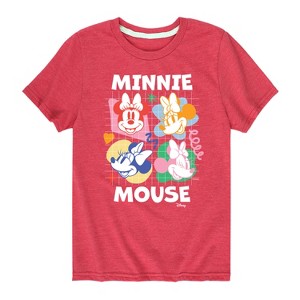Boys' - Disney - Minnie Mouse Multicolored Grid Short Sleeve Graphic T-Shirt - 1 of 4