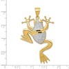 Black Bow Jewelry 14k Yellow Gold & White Rhodium Large Diamond Cut Frog Pendant - 4 of 4