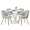 5-Piece Round-Shaped Dining Table Set for 4,35" Round Pedestal Dining Table With 4 Upholstered Bouclé Fabric Dining Room Chair -Maison Boucle - 2 of 4