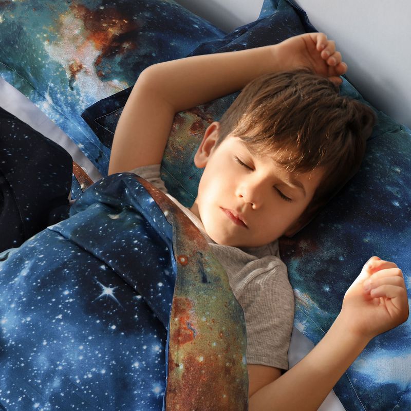 PiccoCasa Polyester Twin Galaxies All-season Reversible Comforter & Pillowcase Sets 3 Pcs, 3 of 7