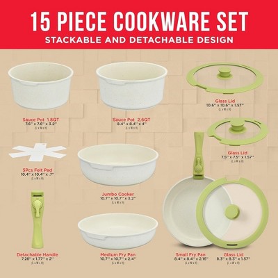 Bakken-Swiss 15-Piece Green Granite Non-Stick Cookware Set