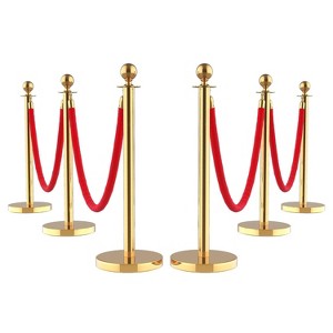 Coucheta Crowd Control Barriers with Red Carpet Runner, Stainless Steel Stanchion Posts with Velvet Rope & Tape, Queue Line Dividers - 1 of 4