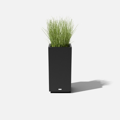 Black Tall Rectangular Plastic Outdoor Planter