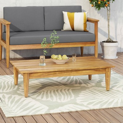 Teak Acacia Wood Outdoor Coffee Table with Slat Top
