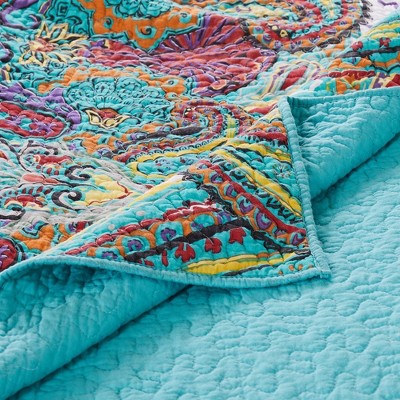 Boho Chic Twin Cotton Reversible Quilt Set in Vibrant Paisley