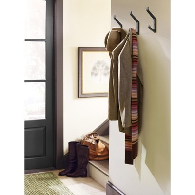 Matte Black Double Prong Metal Wall Hook