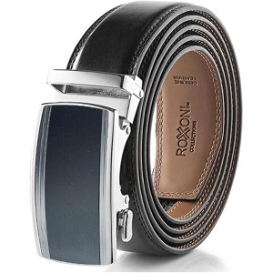 Roxoni Men's Genuine Leather Ratchet Dress Belt with Automatic Double Gloss Buckle, Enclosed in an Elegant Gift Box - 1 of 4