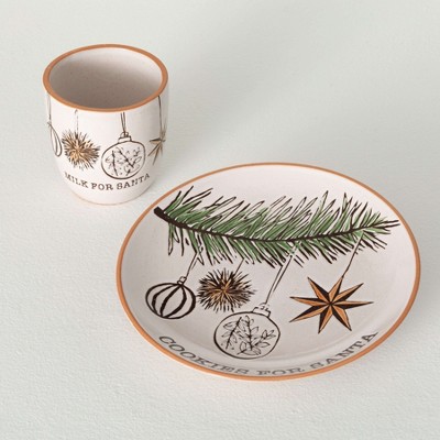 Sullivans Christmas Modern White 8.75" Plate and 4" Mug Set of 2  Multicolor