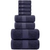 White Classic Luxury 100% Cotton 8 Piece Towel Set - 4x Washcloths, 2x Hand, and 2x Bath Towels - 2 of 4