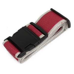 Unique Bargains Plastic Release Buckle Adjustable Nylon Luggage Strap Belt Band Gray Burgundy - 1 of 4