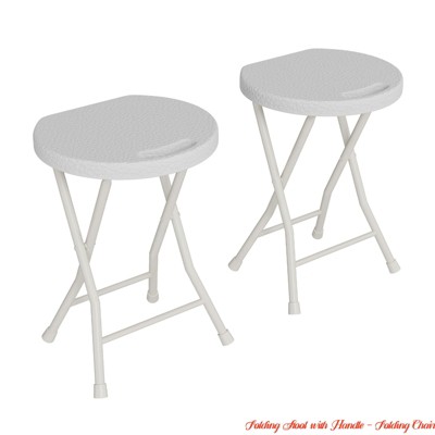 Folding Stool w/Handle - Folding Chair, Folding Bar Stool with Non-Slip Feet, 600 lbs Capacity