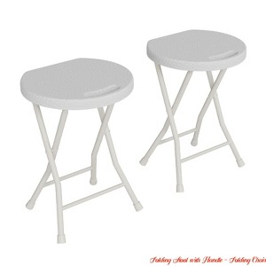 Folding Stool w/Handle - Folding Chair, Folding Bar Stool with Non-Slip Feet, 600 lbs Capacity - 1 of 4